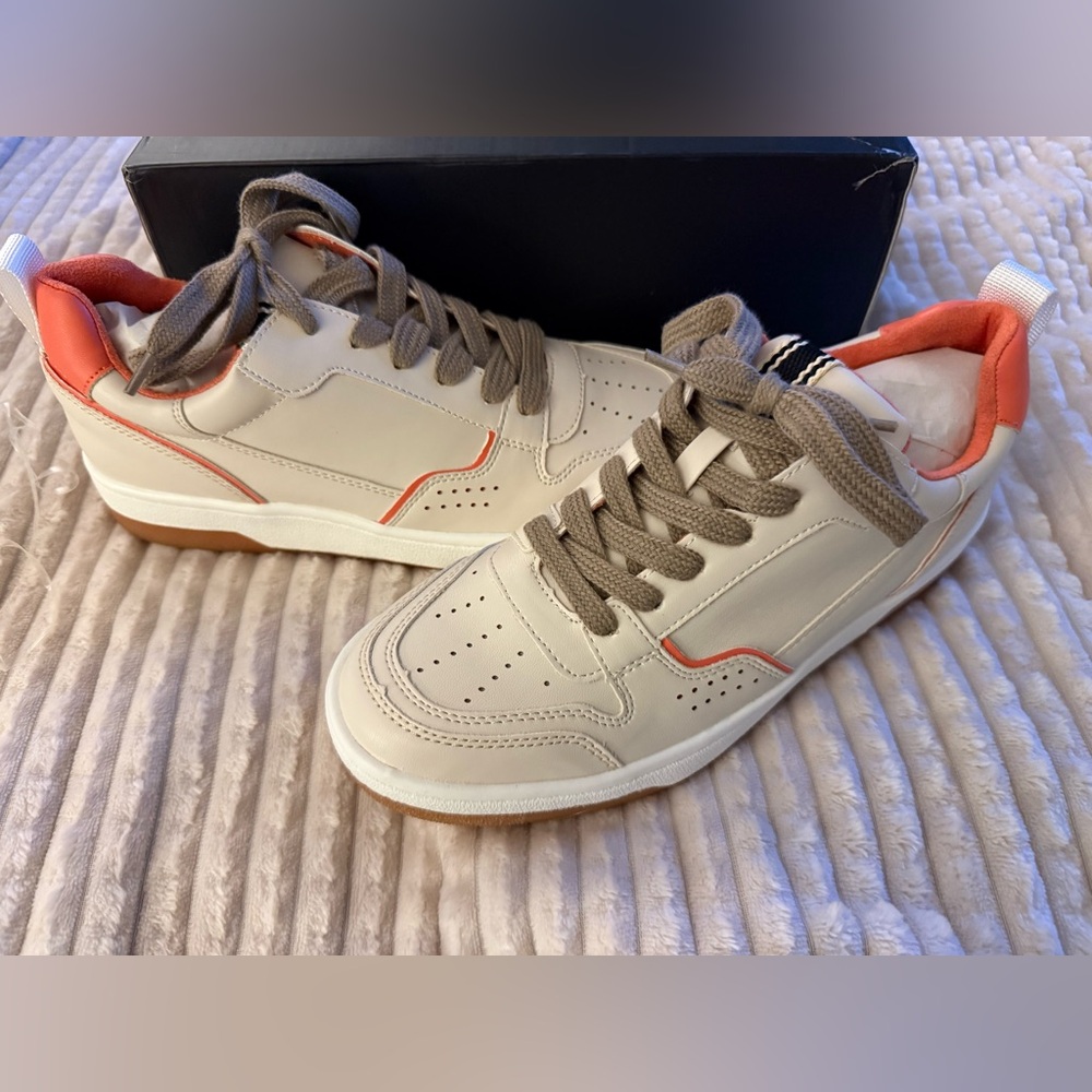 ShuShop Cream and Orange Athletic Sneakers